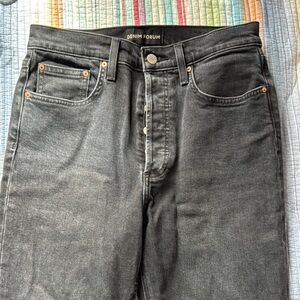 Denim Forum Black Slim Jeans High-Rise Distressed